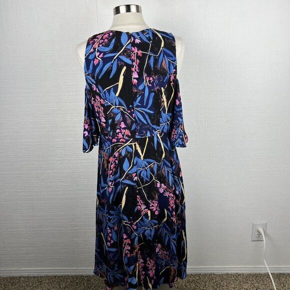 MAEVE Elia Dress 14 Womens Multicolor Floral Print Cold Shoulder Anthropologie - Picture 6 of 10